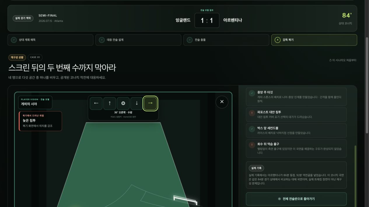 판정 프레임을 선수 뒤 카메라처럼 재구성한 2.5D 선수 시야